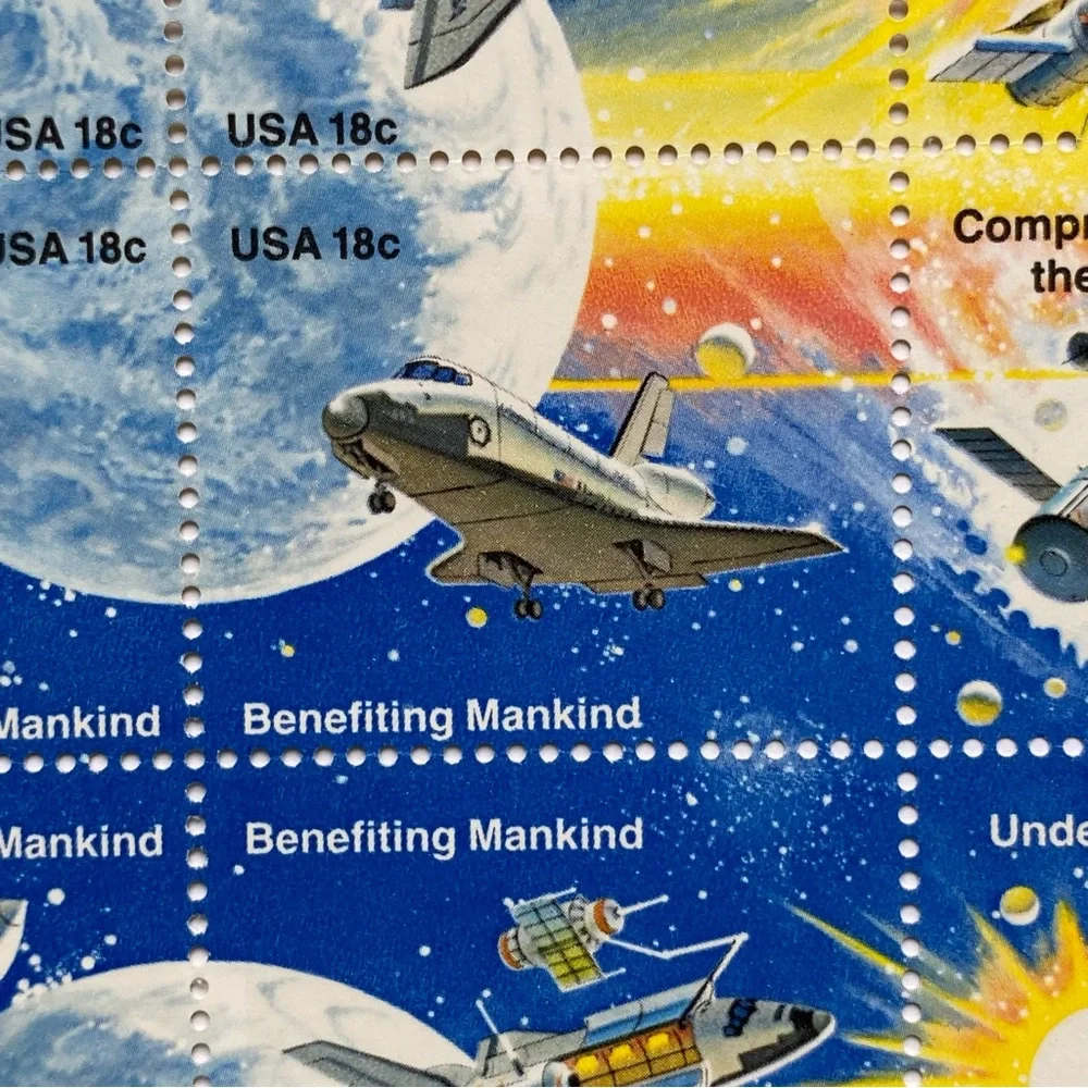 Space Achievement Stamps 1981 Full Sheet of 48 US 18¢ MHN Scott 1912 1919